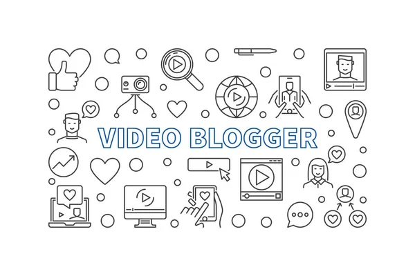 Video Concetto vettoriale del blogger illustrazione orizzontale — Vettoriale Stock