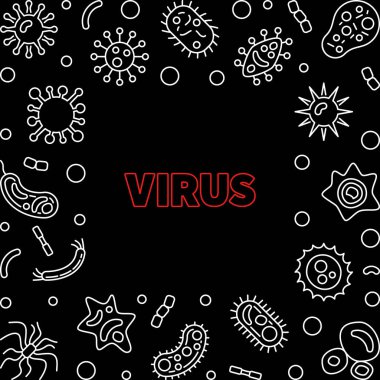 Virüs vektör kavramı. İnce çizgi çizimi ya da çerçeve