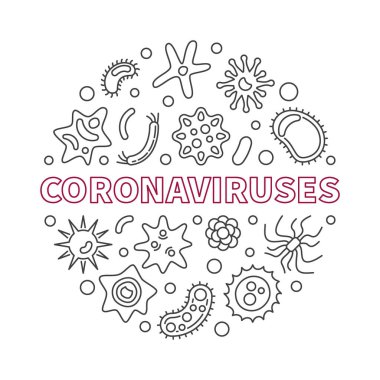 Coronaviruses vector concept round illustration in outline style clipart