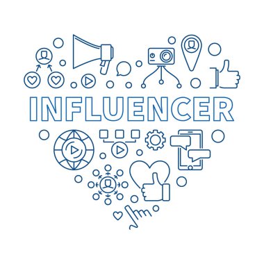 Etkilenen Kalp vektör konsepti mavi doğrusal çizim