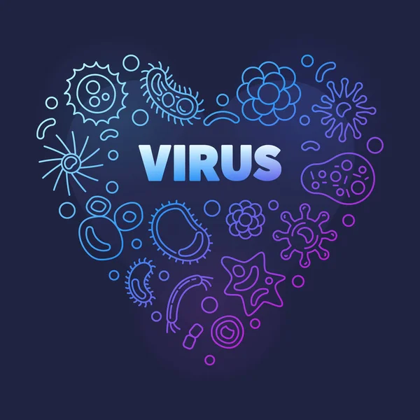 Vektorvirus koncept skissera färgat hjärta — Stock vektor