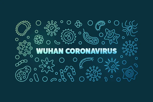 Wuhan Coronavirus διάνυσμα έννοια περίγραμμα έγχρωμο banner — Διανυσματικό Αρχείο