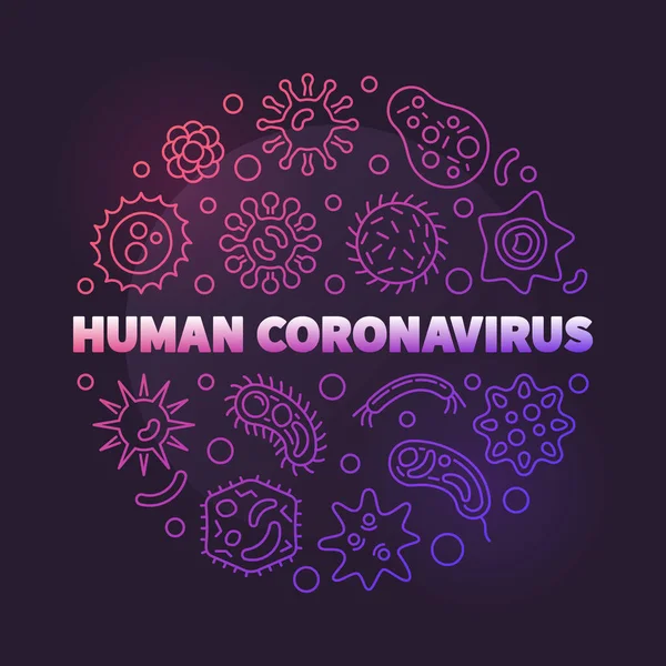 Illustration ronde colorée du contour du coronavirus humain vectoriel — Image vectorielle