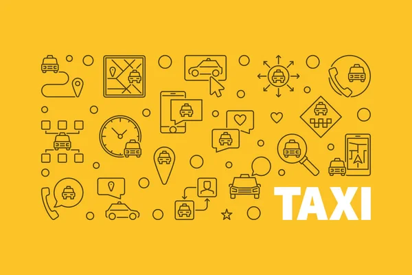 Vector Taxi conceito delinear banner horizontal ou ilustração — Vetor de Stock