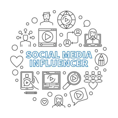 Sosyal Medya Etkilendirici vektör yuvarlak çizim çizimi