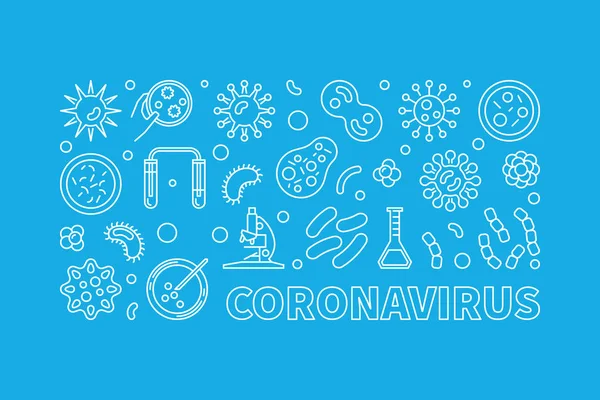 Vector Coronavirus vector concept dunne lijn horizontale banner — Stockvector