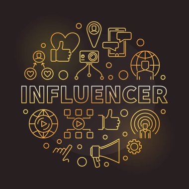 Etkilenen vektör yuvarlak konsept altın çizim illüstrasyonu