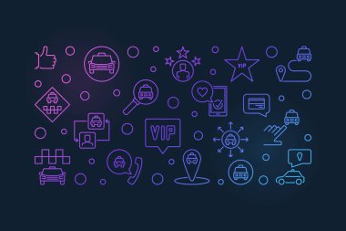 Vektör Vip Taksi konsepti Doğrusal renkli pankart veya illüstrasyon