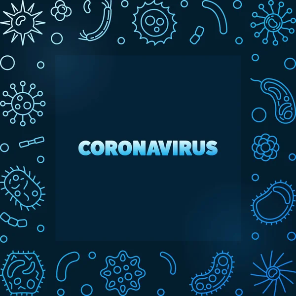 Coronavirus vector concept modern blue linear frame — Stockový vektor