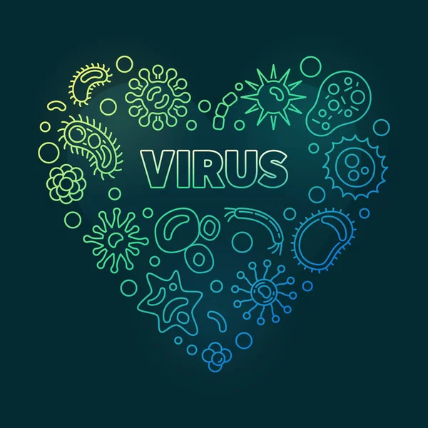 Virus colored Heart - konsep vektor ilustrasi berwarna - Stok Vektor