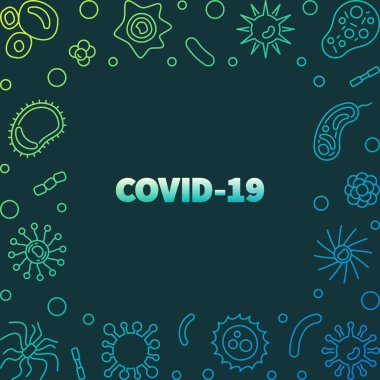 Covid-19 vektör konsepti renkli doğrusal çerçeve veya resimleme