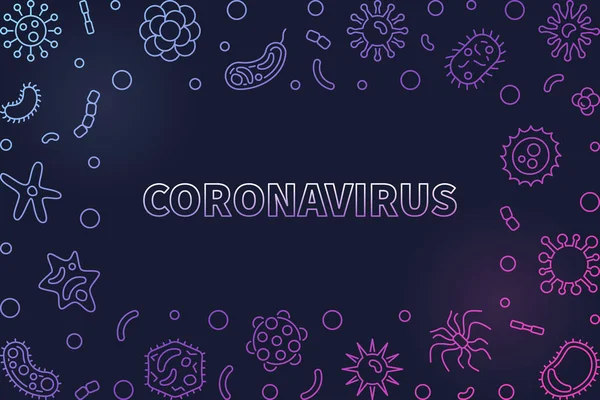 Coronavirus διάνυσμα γραμμική Virus πολύχρωμη εικόνα ή πλαίσιο — Διανυσματικό Αρχείο