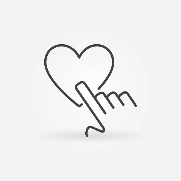 Finger Tap on Heart vector outline concept icon — Stock Vector