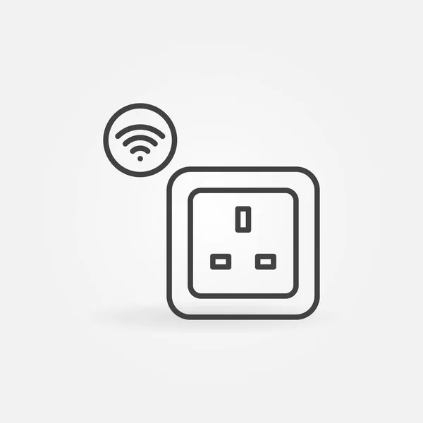 UK Wi-Fi smart socket vector outline icon or logo — Stock Vector