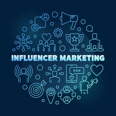 Etkilenen Pazarlama vektörü dairesel mavi çizim çizimi