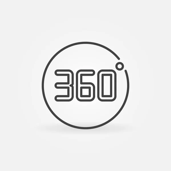 360 Grad im Kreis-Vektor-Umrisssymbol oder Symbol — Stockvektor