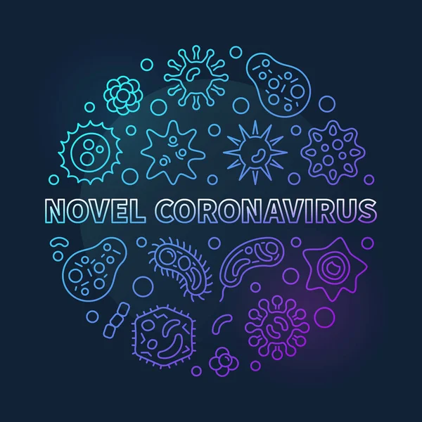 Vector Novel Coronavirus έννοια περίγραμμα πολύχρωμο στρογγυλό εικονογράφηση — Διανυσματικό Αρχείο