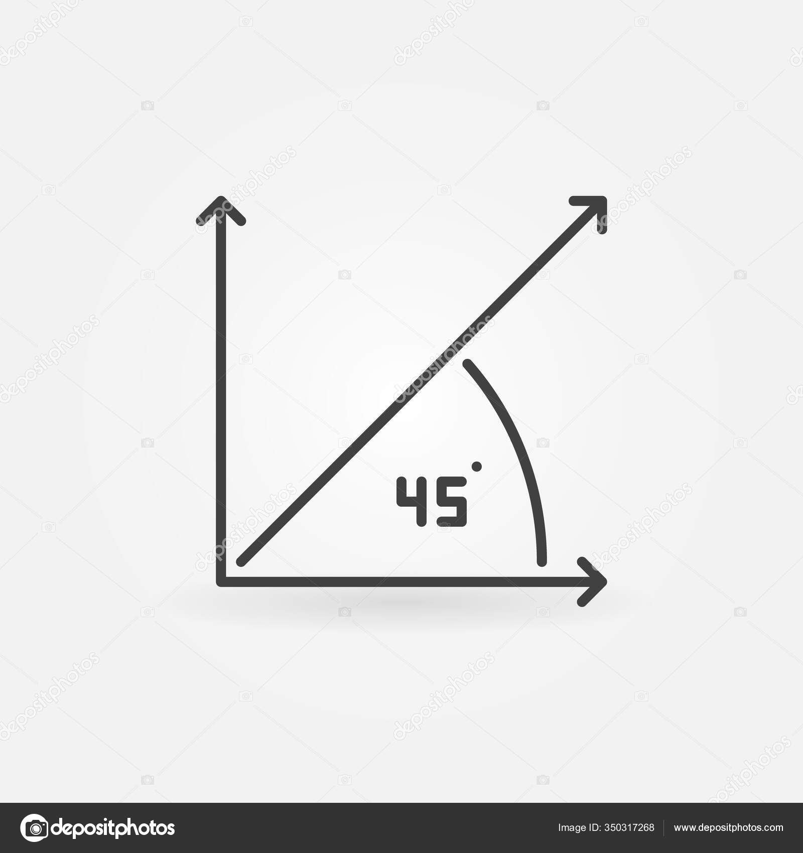 ícone de conceito de vetor de ângulo de 45 graus em estilo de