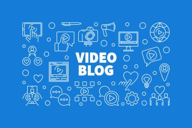 İnce çizgi biçiminde video günlük vektör yatay illüstrasyonu