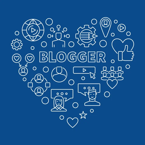 Blogger vector concept creativo sottile linea cuore illustrazione — Vettoriale Stock