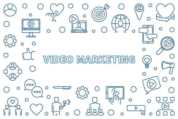 Videó Marketing vektor lineáris illusztráció vagy keret — Stock Vector