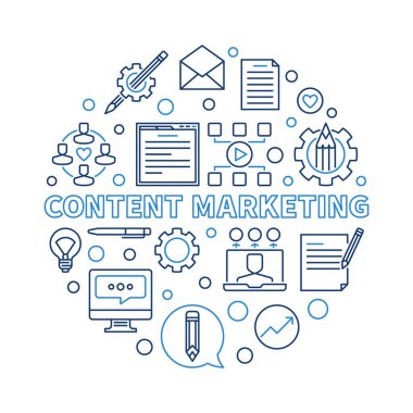 İçerik Pazarlama vektörü yaratıcı ince çizgi çizimi