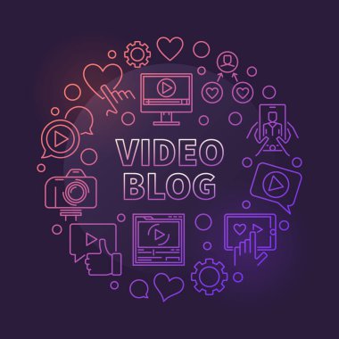 Video Günlük vektörü dairesel konsepti renkli doğrusal illüstrasyon