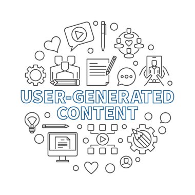 User-Generated Content vector circular outline illustration