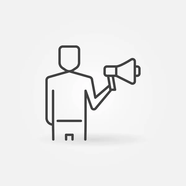 Man with Megaphone vector outline concept icon — Διανυσματικό Αρχείο