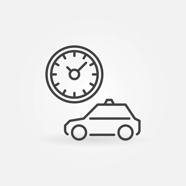 Taxi with Clock ot Timer vector concept outline icon — Stock vektor