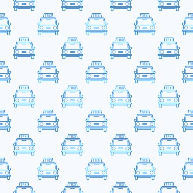 Vector seamless pattern with taxi vehicle outline icon