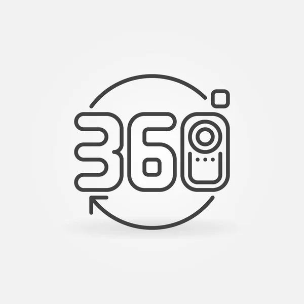 360 camera vector icon in thin line style — Stock vektor