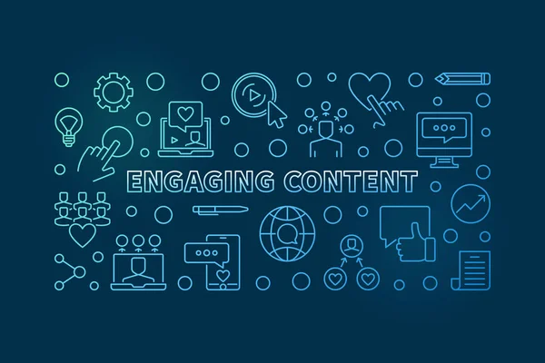 Engaging content vector colorful linear horizontal banner — Stockový vektor