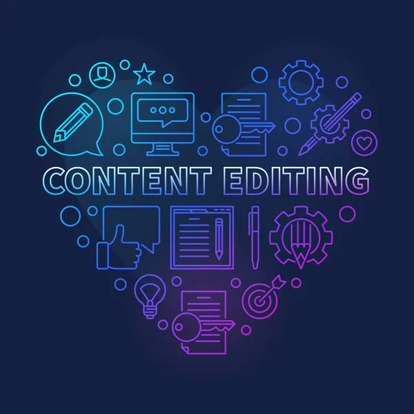 Content Editing vector colored linear heart illustration — ストックベクタ