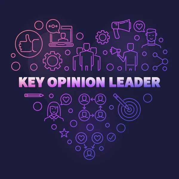 Key Opinion Leader vector colored line heart illustration — Stok Vektör