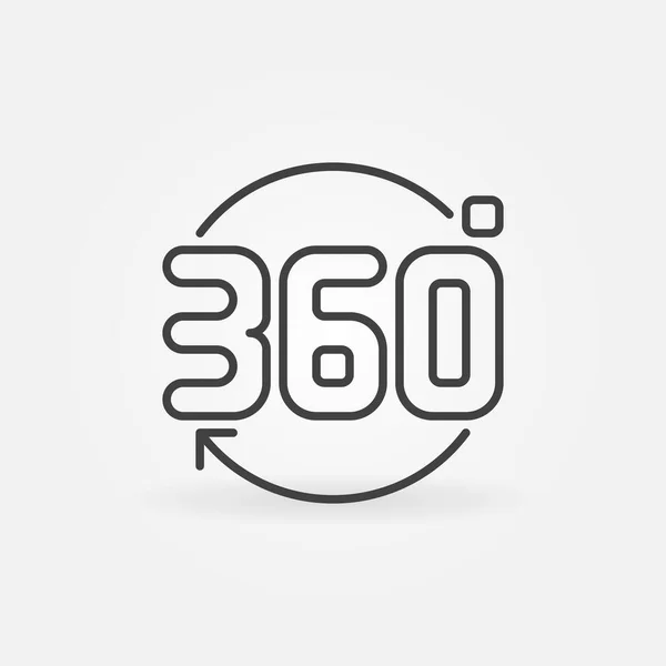 360 degrees vector creative simple icon in thin line style — Stock vektor