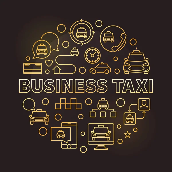 Business Taxi vector concept round golden outline illustration — Stockový vektor