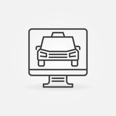 PC Display with Taxi vector concept icon in thin line style