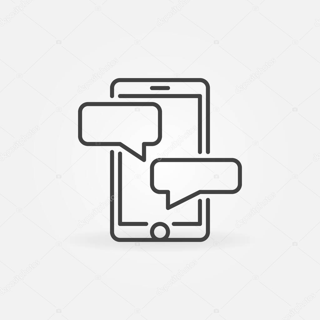 Smartphone with speech bubbles vector outline concept icon