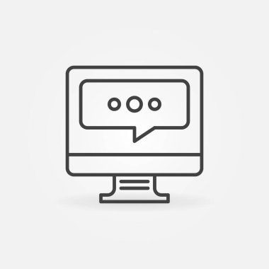 Computer with Speech Bubble line icon. Vector Messaging symbol