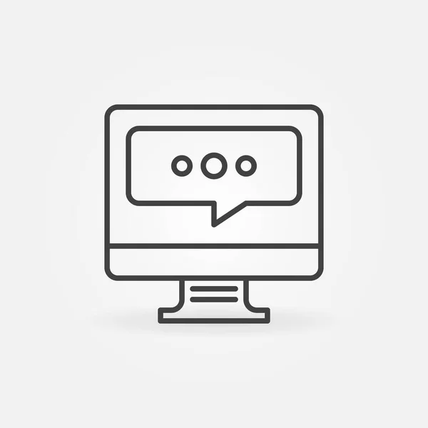 Computer with Speech Bubble line icon. Vector Messaging symbol — Stok Vektör