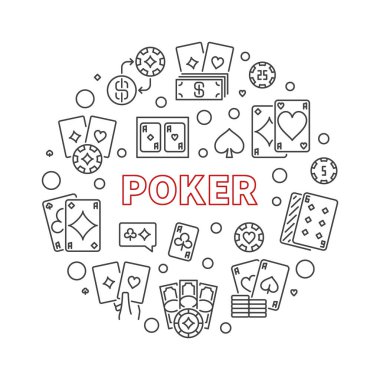 Poker kartı yuvarlak vektör konsept çizimi çizimi