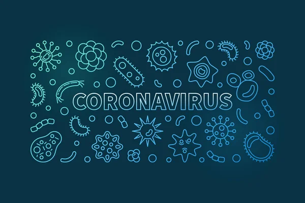 Coronavirus vektör doğrusal renkli virüs yatay resimleme — Stok Vektör