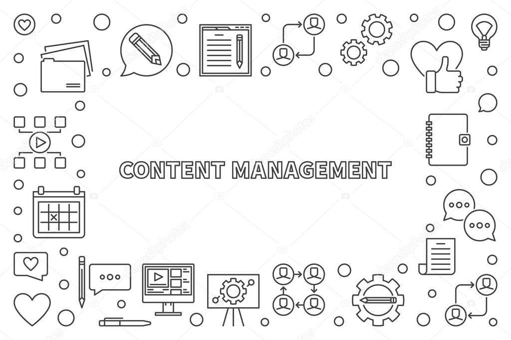 Content Management vector concept thin line horizontal minimal frame