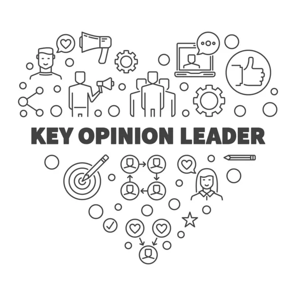 Key Opinion Leader Heart banner. Vector KOL illustration — Stock Vector