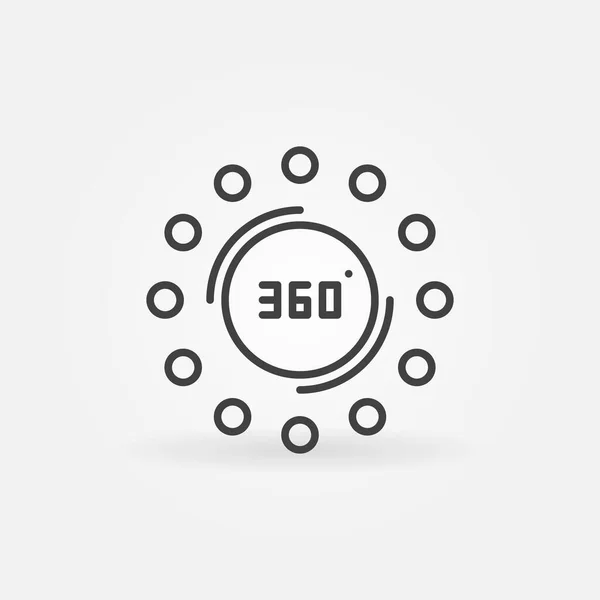 Vektor 360 grader koncept ikon i tunn linje stil — Stock vektor