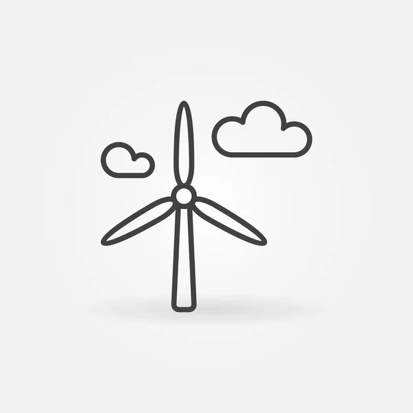 Wind Energy Converter and clouds vector outline concept icon — Stock Vector