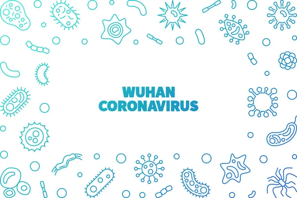 Vecteur Wuhan Coronavirus Virus concept vectoriel contour cadre — Image vectorielle