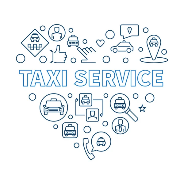 Táxi serviço coração vetor conceito esboço ilustração —  Vetores de Stock