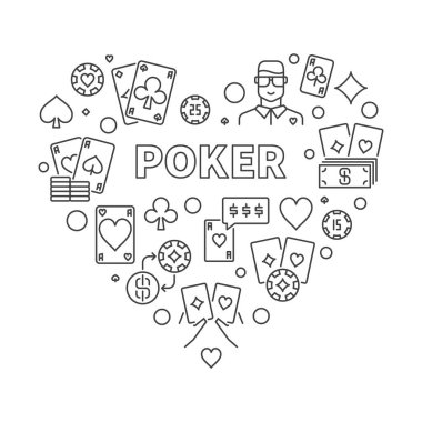 Poker Kalbi vektör konsepti çizgisi biçimi